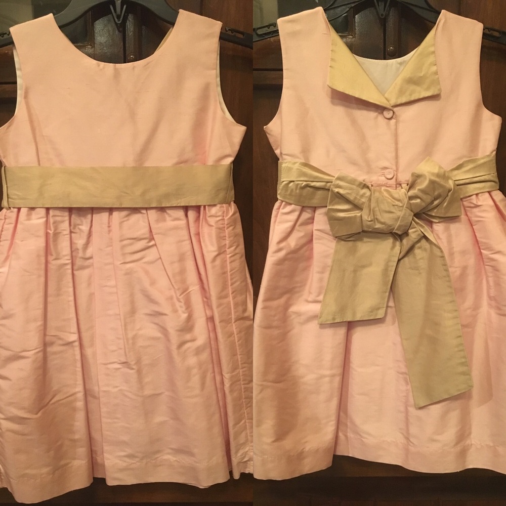 Girl’s soft pink & gold silk dress